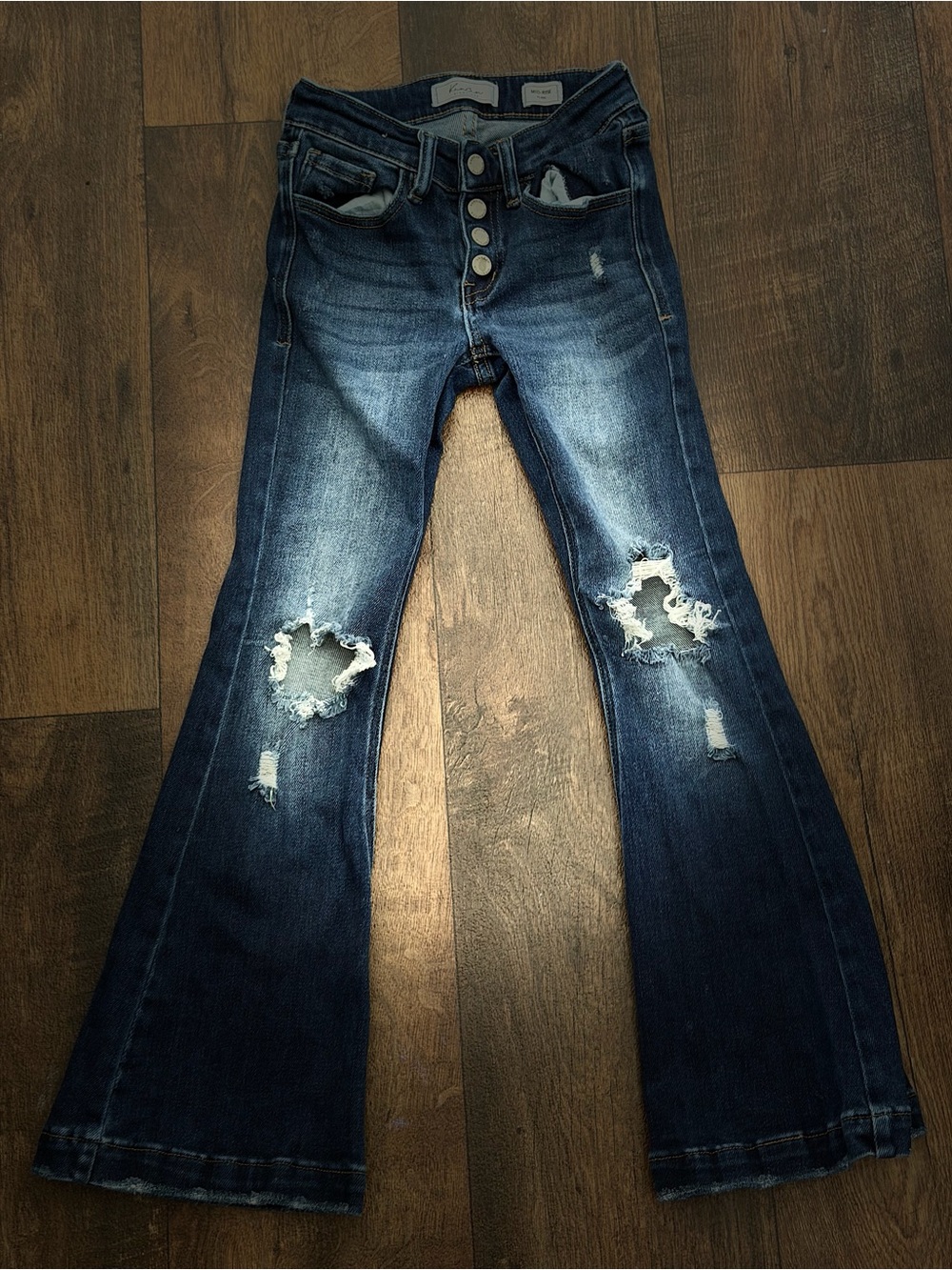 KanCan Dark Blue Distressed Flare Jeans